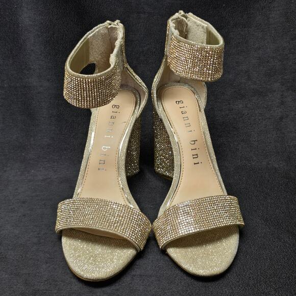 Gianni Bini Silver Chellsie Glitter Platform Dress Sandals High Heels - Picture 3 of 11